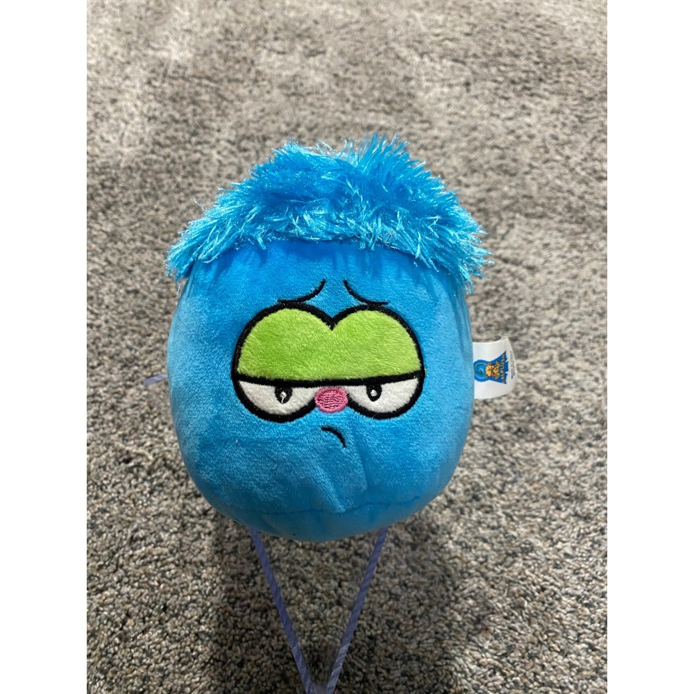 Calplush Blue Monster Grumpy Face Fuzzy Hair Plush Puffle Club Penguin